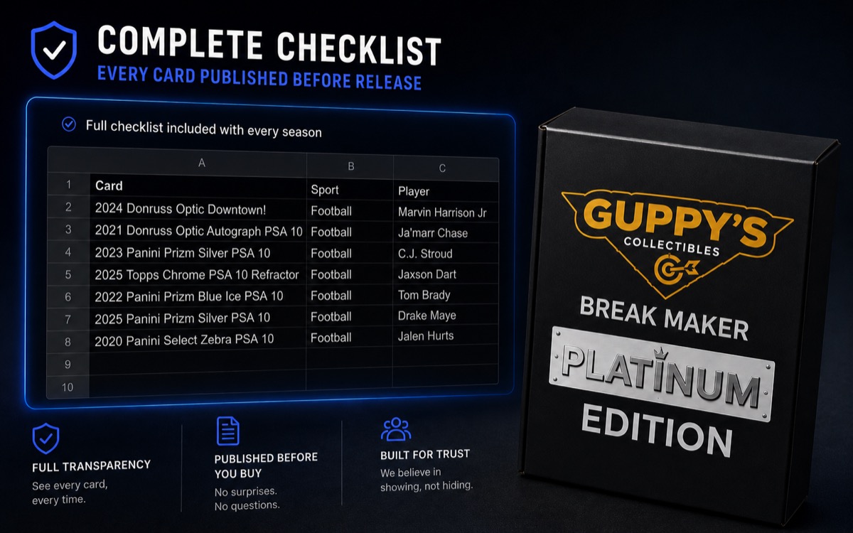 Full checklist next to a Platinum edition box